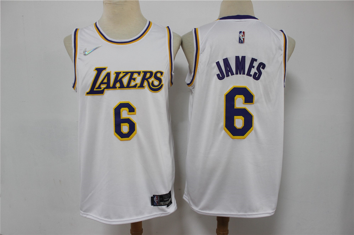 2022 Men Los Angeles Lakers #6 James white City Edition 75th Nike 2021 NBA Jersey